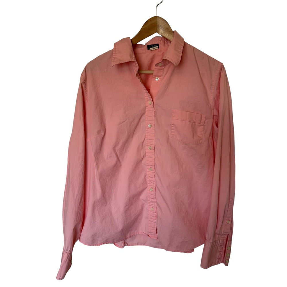 J.Crew Button Down Women XL Pink Excellent Cotton Stretch Long Sleeve Pocket